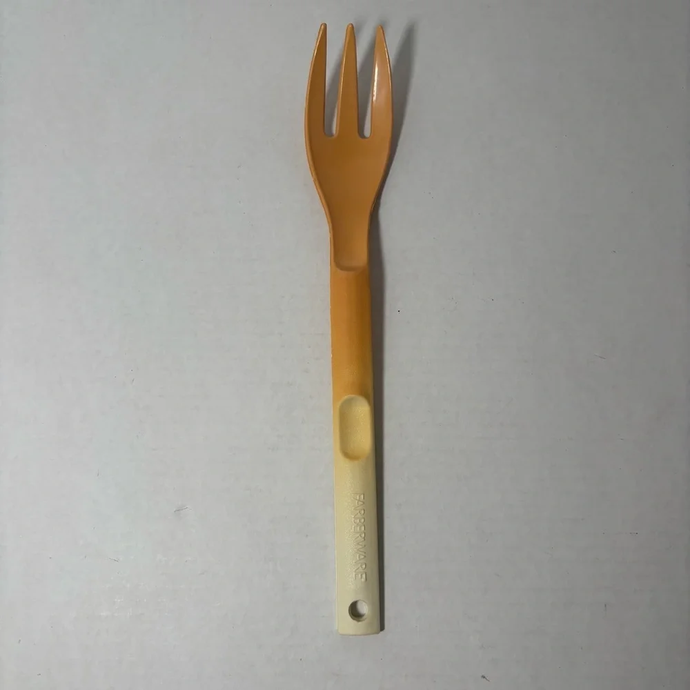Vintage Discontinued Farberware Plastic Yellow Serving Fork